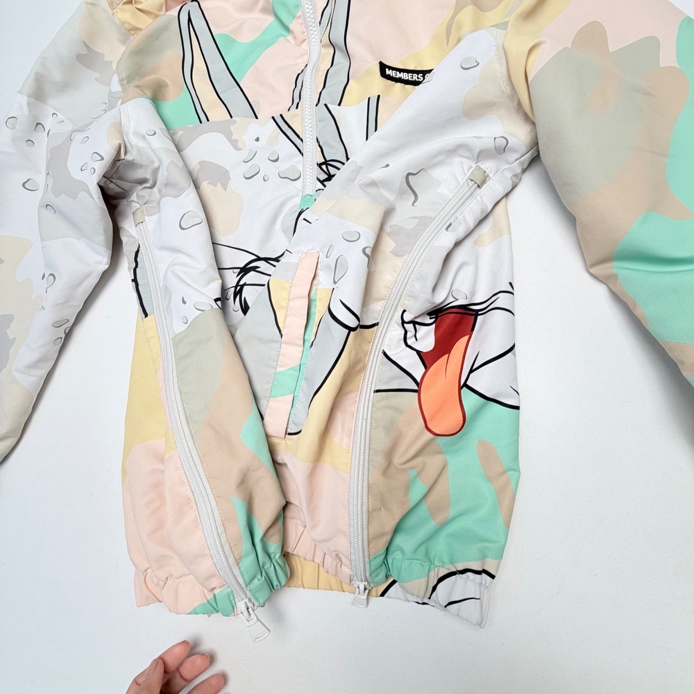 Members Only Looney Tunes Large Pastel Camo Windbreaker Jacket Mens Bugs Bunny - Picture 10 of 12